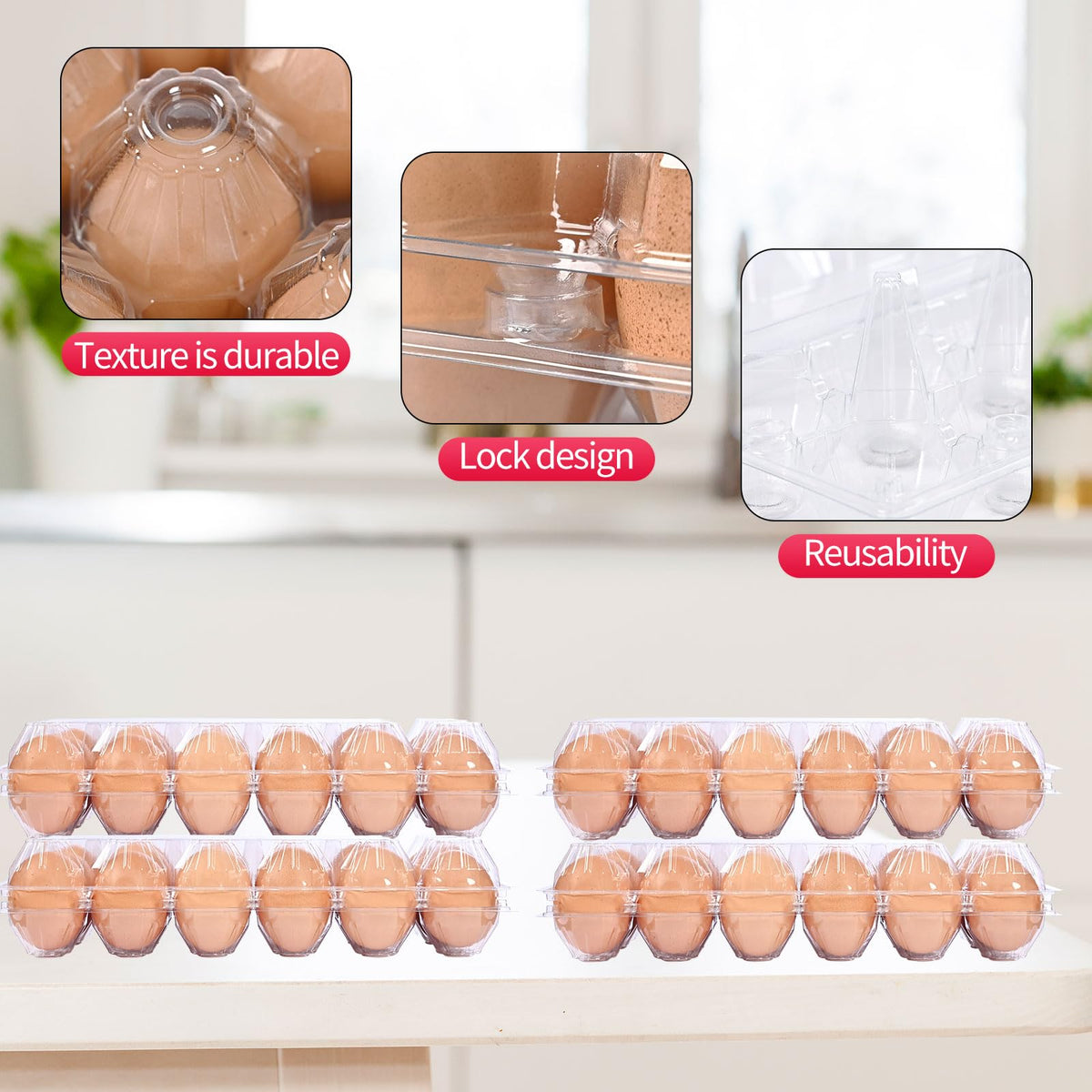 Lifuope reusable and washable egg carton in use