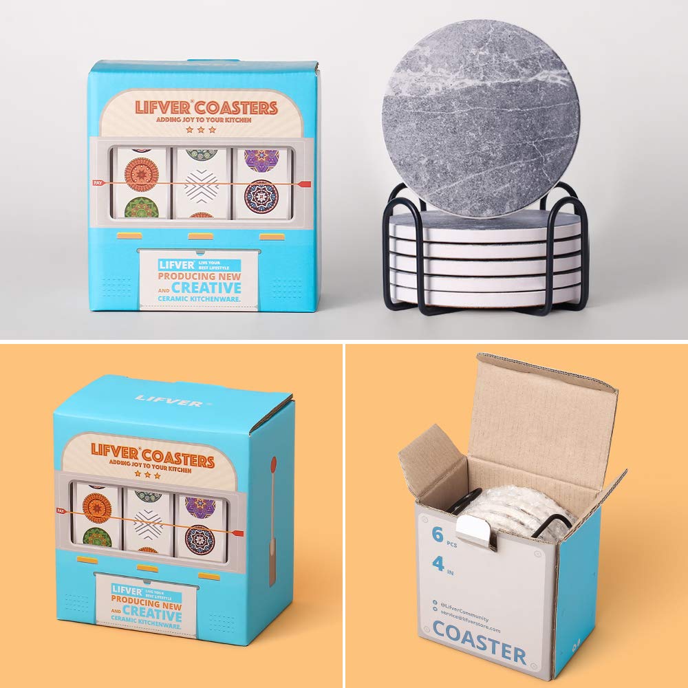 LIFVER gift-ready coaster set suitable for hosts and gatherings.