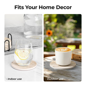 Ceramic material offers heat resistance suitable for hot beverages.