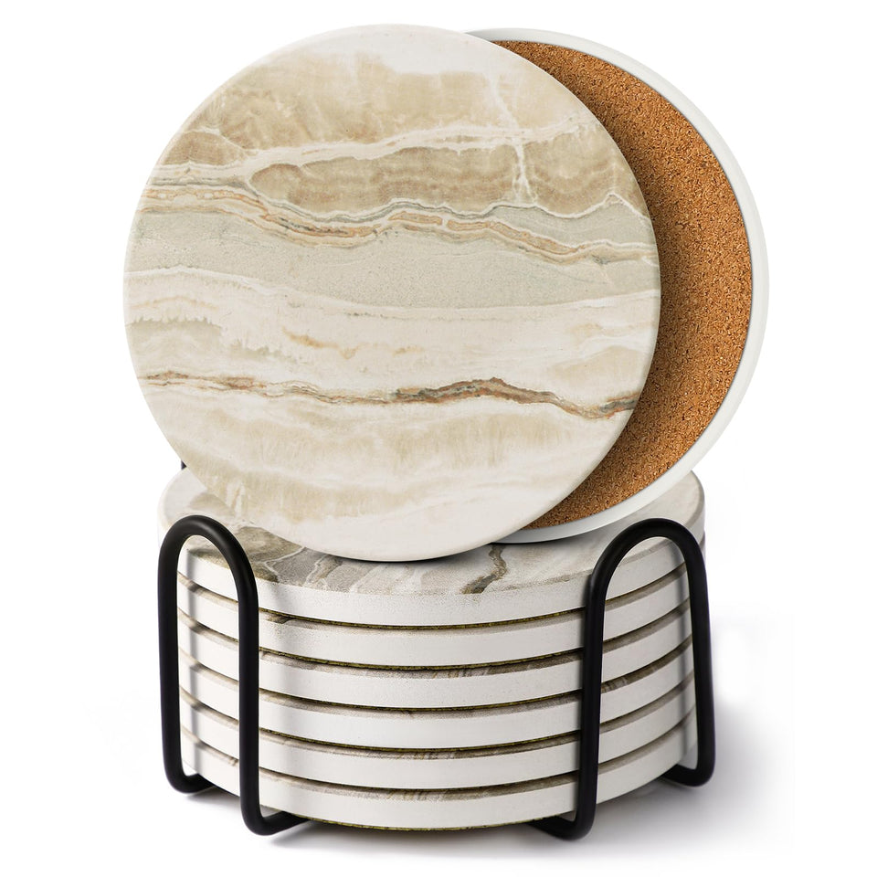 LIFVER coasters with marble pattern protect surfaces while adding elegant decor.