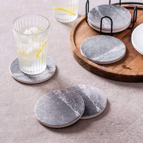 LIFVER coasters’ cork backing prevents slipping on tabletops.