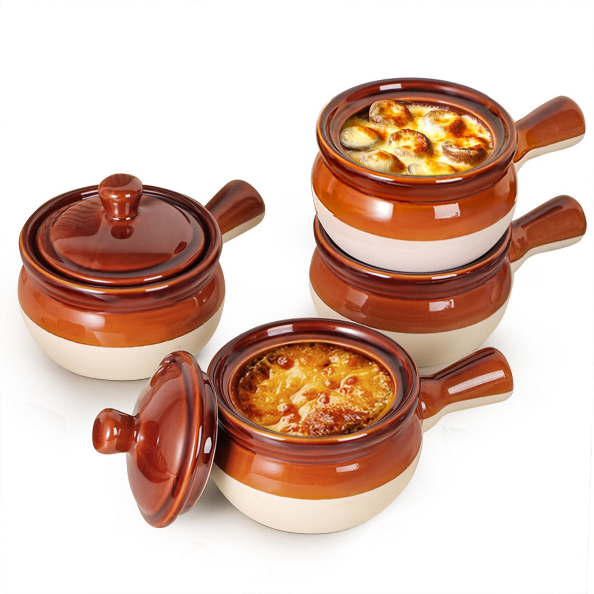 LIFVER French Onion Soup Bowls with Handles for easy serving