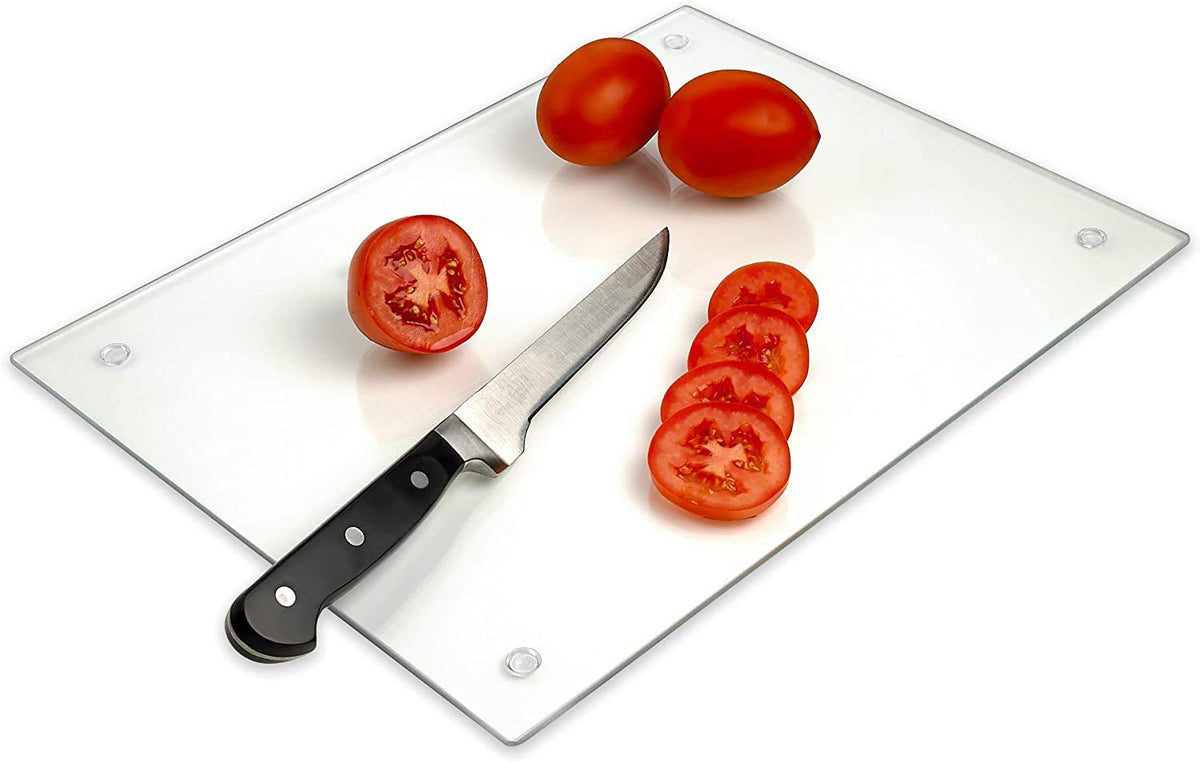 Light In The Dark cutting board with rubber feet stays steady on countertops