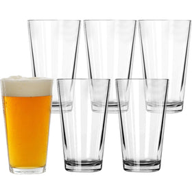 Light In The Dark PARNOO pint glasses 6-pack with 16 oz capacity for versatile cold drinks.