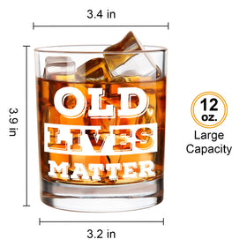 Lighten Life crystal whiskey glass closeup highlighting bold print and sturdy base for everyday sipping.