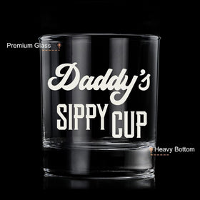 Lighten Life Daddy's Sippy Cup Glass with engraved words, lasting keepsake.