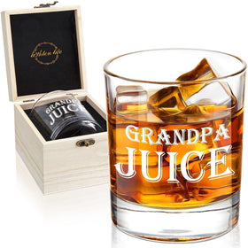 LIGHTEN LIFE Grandpa Juice glass with 12 oz capacity for toasts and relaxed sipping.