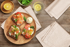 Lightnpro flax linen napkins complement dishware and linen closet organization.