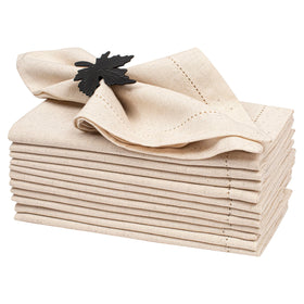 Lightnpro flax linen napkins with hemstitched edges, 18x18 inches, soft and durable.