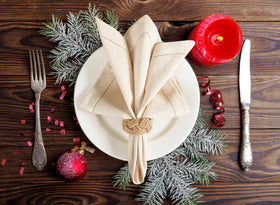 Lightnpro flax linen napkins on a formal table setting, elevating the ambiance.