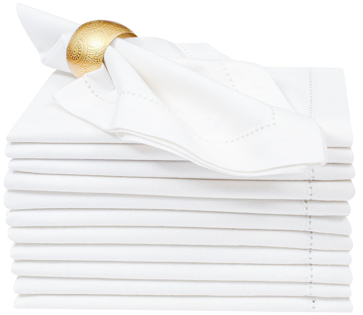 Lightnpro napkins hemstitched corner closeup highlights refined craftsmanship for upscale dining.