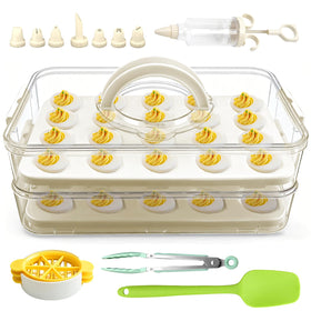 Lignumix deviled egg container with lid and handle for secure transport