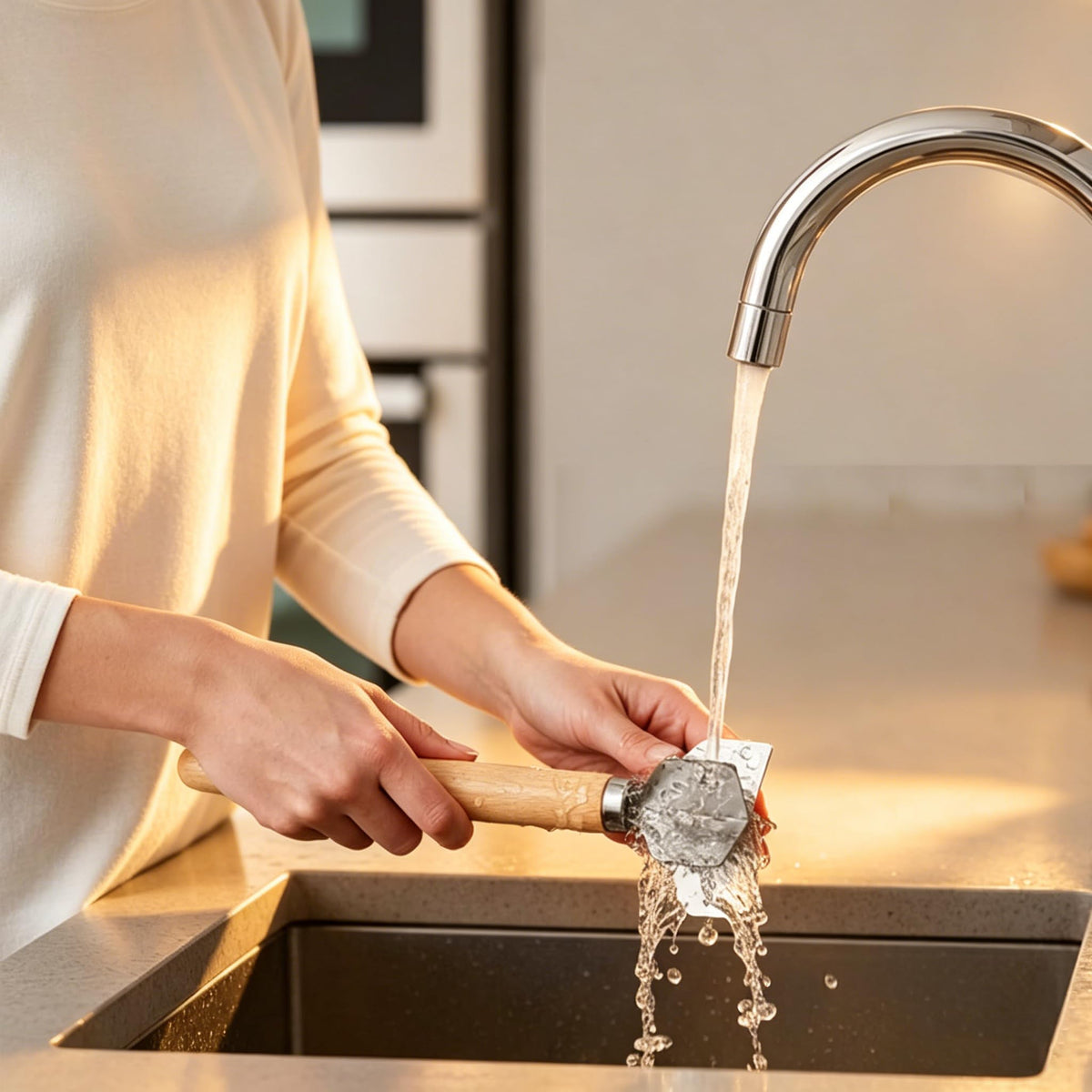 Lignumix versatile kitchen tool handles vegetables, fruits, and sausages with ease