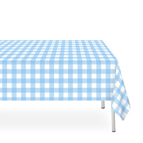 LIKAJON blue gingham tablecloth 3-pack brightens any party while protecting surfaces.