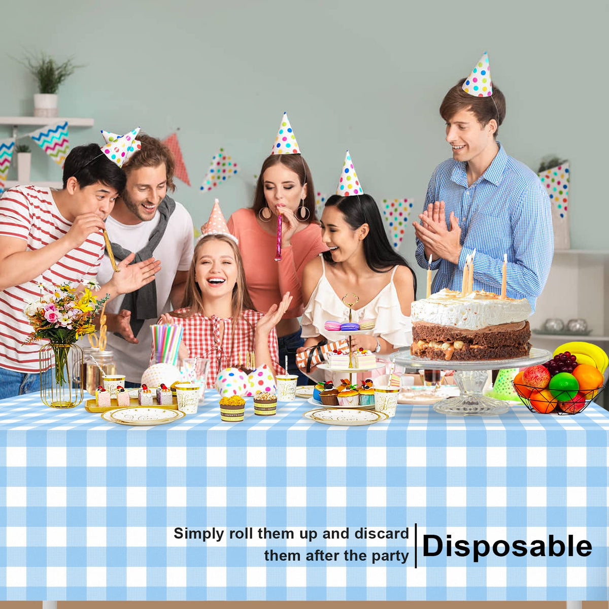 LIKAJON indoor/outdoor tablecloth enhances celebrations with versatile setup options.