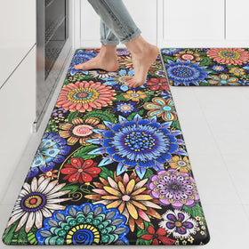 Likiyol boho kitchen rug 18x48 adds warmth and anti-fatigue support.