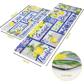Likiyol lemon print kitchen mat 18x48 top view for wider coverage