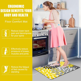 Likiyol yellow mat with boho flower texture adds cozy style and comfort.