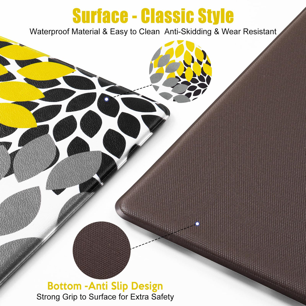 Likiyol mats feature non-slip backing to stay in place during use.