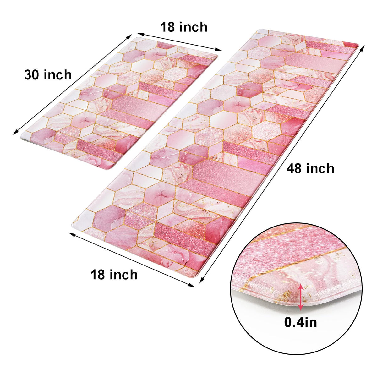 Likiyol marble kitchen mats closeup pink ombre texture adds luxury.
