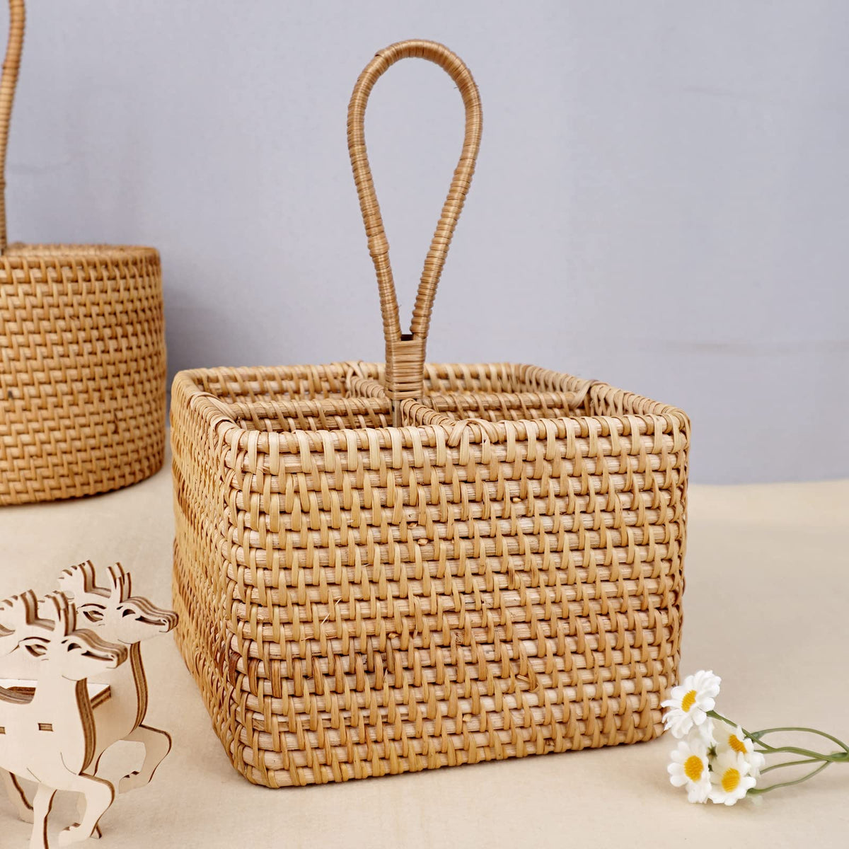 Lilacooqinn handwoven storage basket adds elegant countertop organization.
