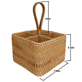 Lilacooqinn wicker silverware caddy with four compartments simplifies mealtime setup.