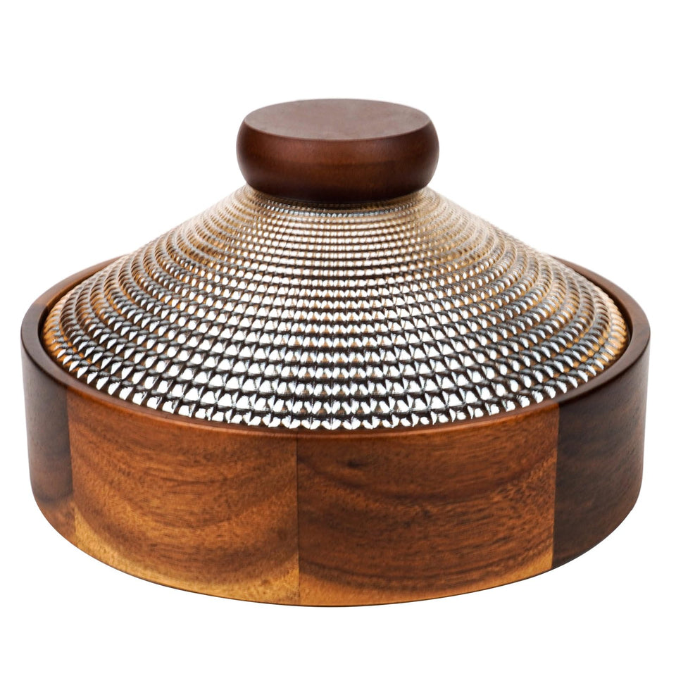 Lilacooqinn wooden snack box with glass lid close-up elevating elegant serving