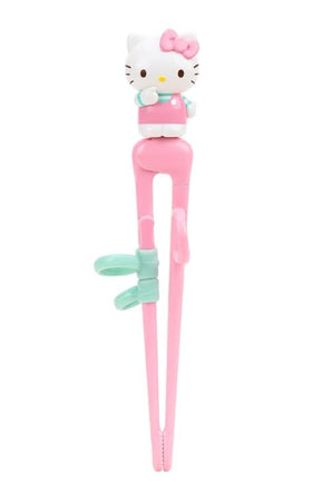 Lilfant right-hand training chopsticks in pink, close-up showing beginner-friendly grip