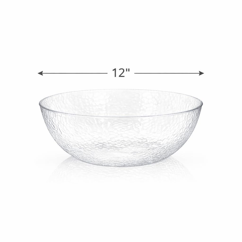 Wedding reception setup with Lillian Collection clear plastic hammered bowl.