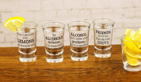 Lillian Rose clear glass shot glasses, dishwasher safe for quick cleanup after celebrations.