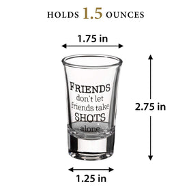 Lillian Rose shot glasses with a weighted base to reduce tipping during parties.