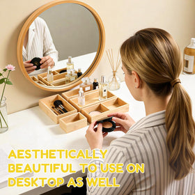 lilLittle bamboo drawer organizer accommodates longer items like scissors and tools.