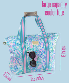 Lilly Pulitzer cooler bag removable strap offers flexible carrying options.