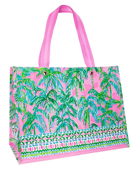 Lilly Pulitzer Suite Views market bag folded for compact storage