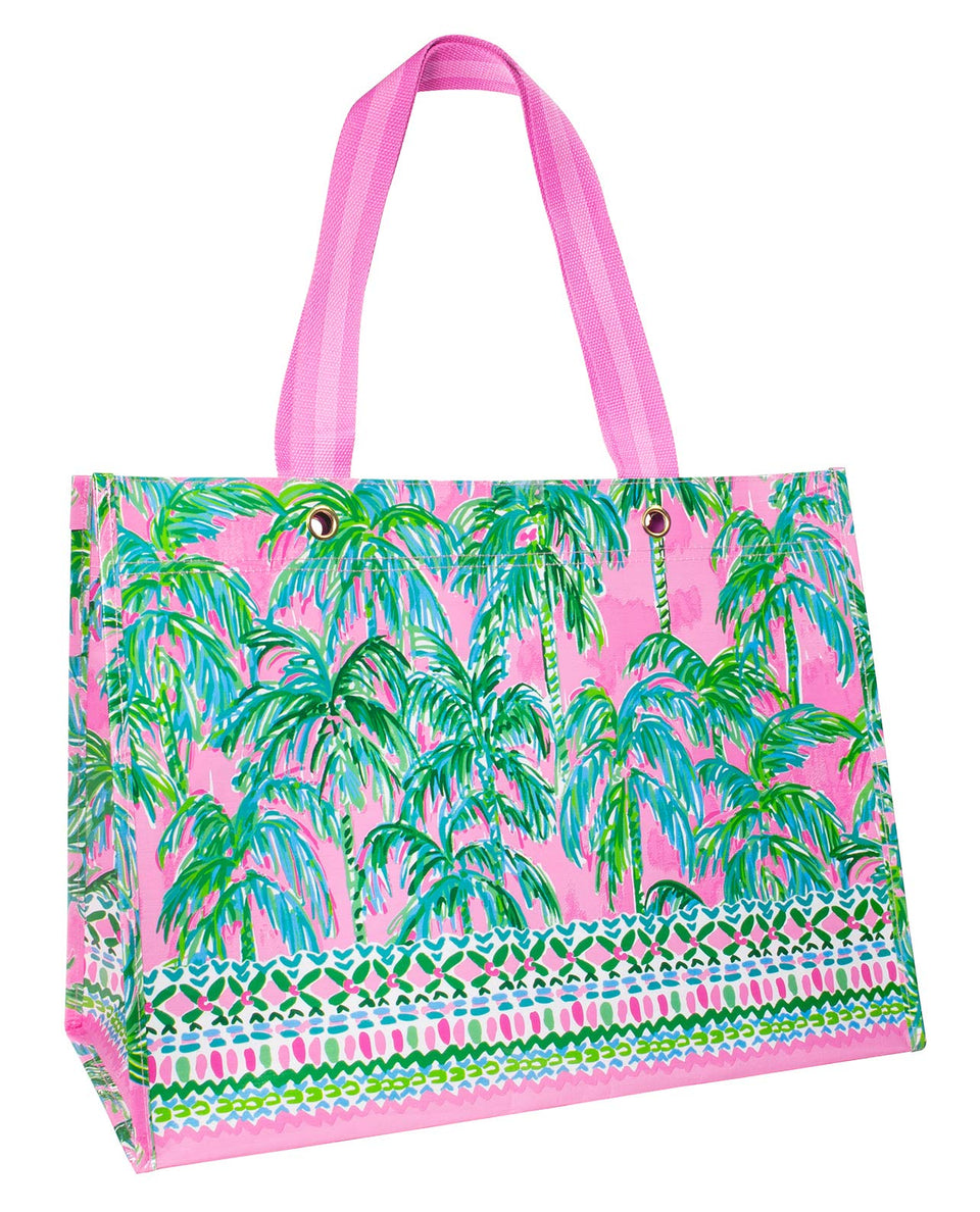 Lilly Pulitzer Suite Views market bag folded for compact storage