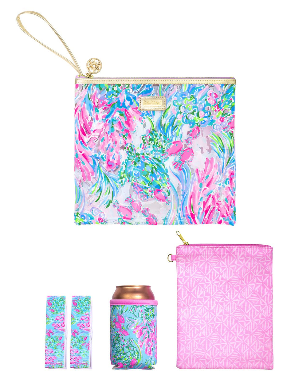 Lilly Pulitzer water-resistant pouch keeps wet items organized and leak-free at the beach