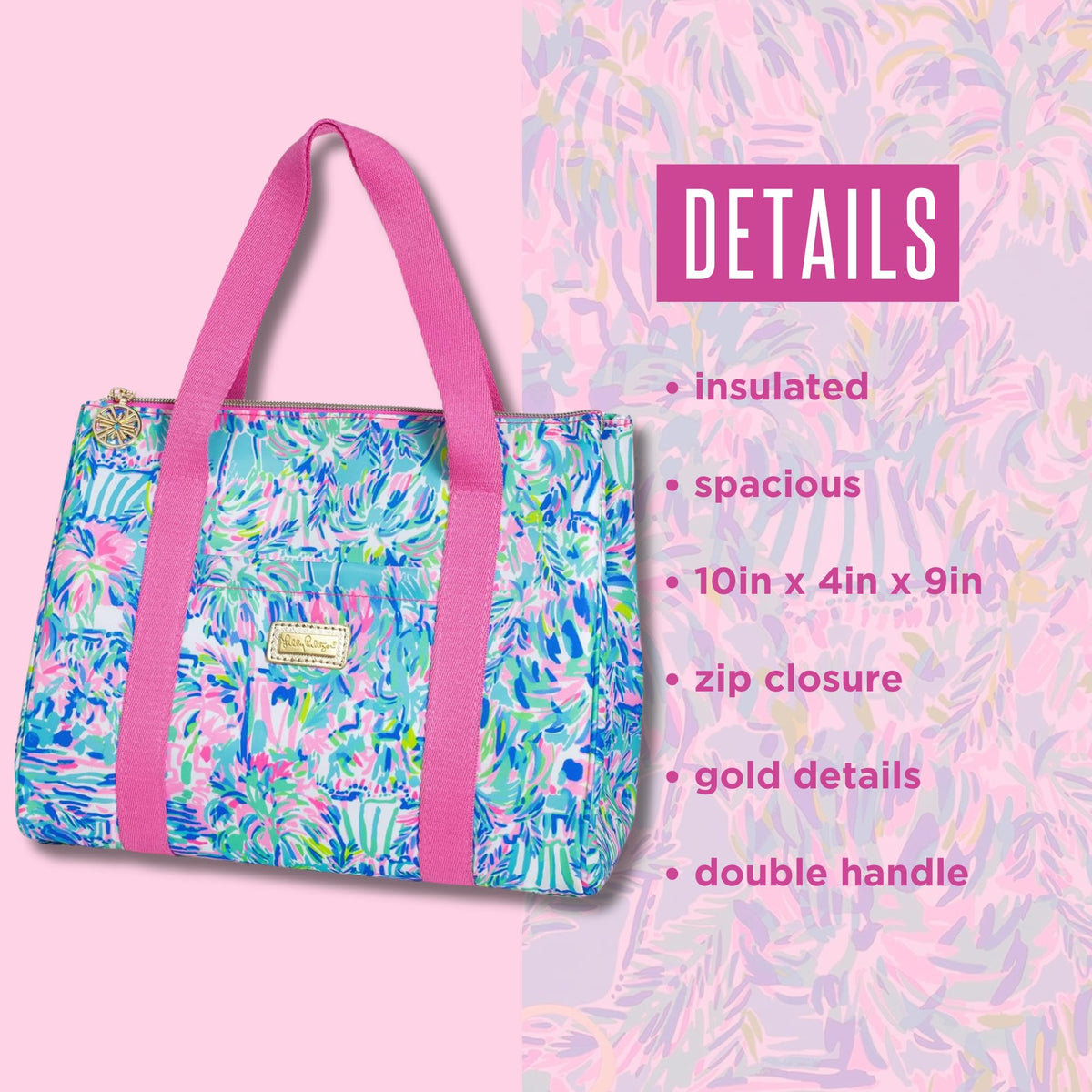Full-length zip closure keeps contents secure during transport.