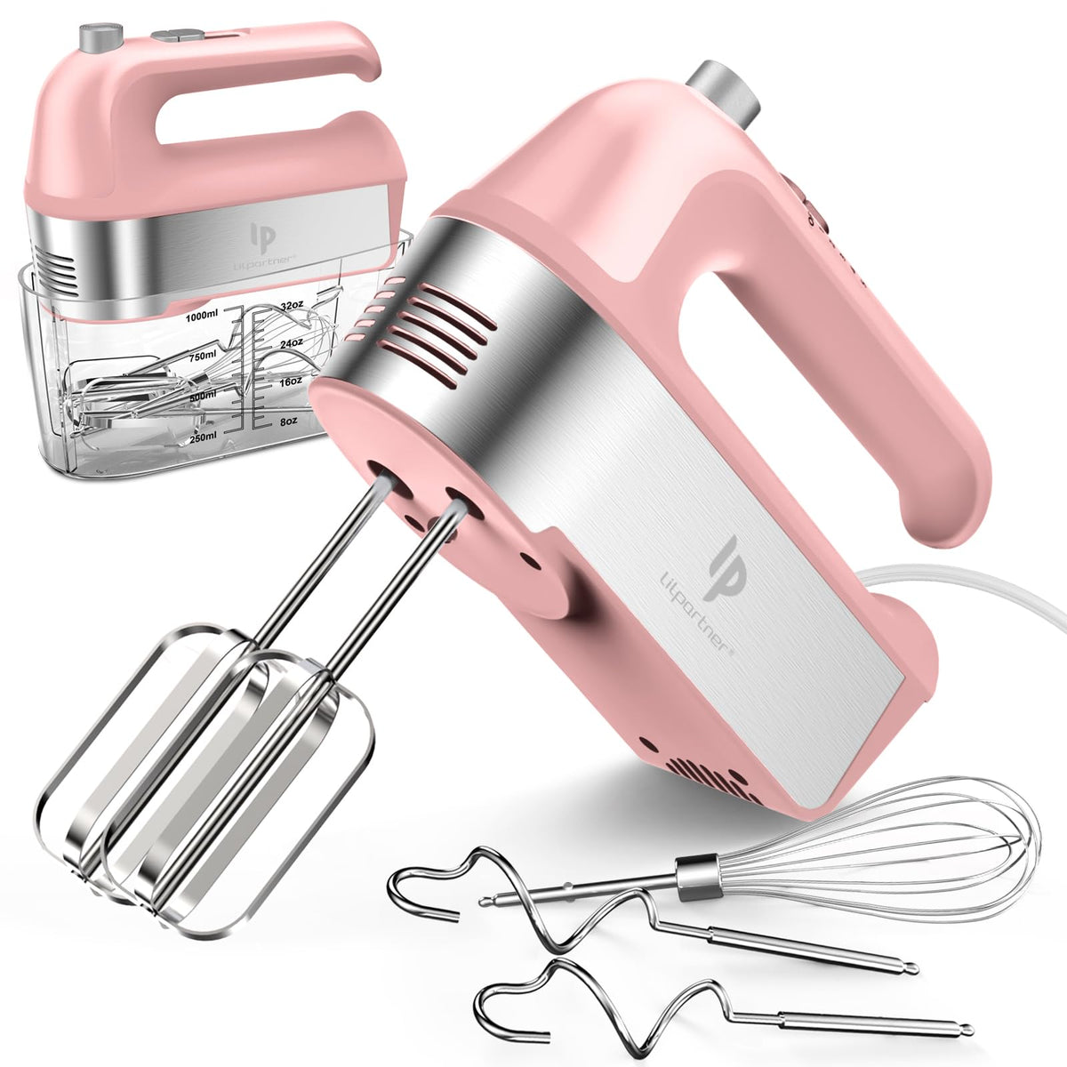 LILPARTNER Hand Mixer 450W front view, showing compact power for smooth batters