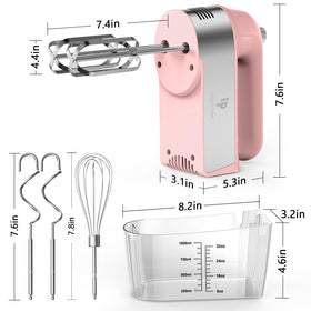 LILPARTNER Hand Mixer stainless steel attachments: dough hooks, beaters, and whisk