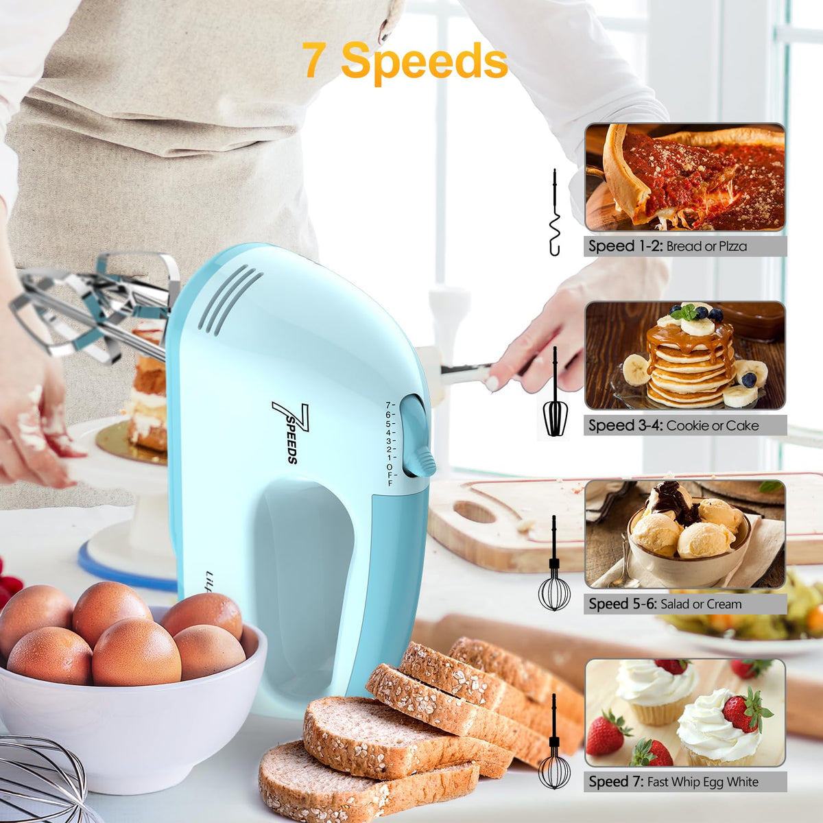 LILPARTNER Dough hooks in action for kneading dough smoothly.