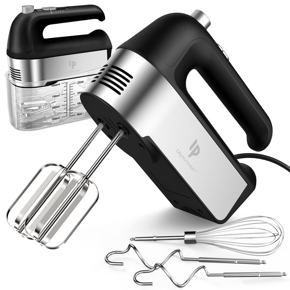 LILPARTNER hand mixer with scale cup storage case for mess-free measuring
