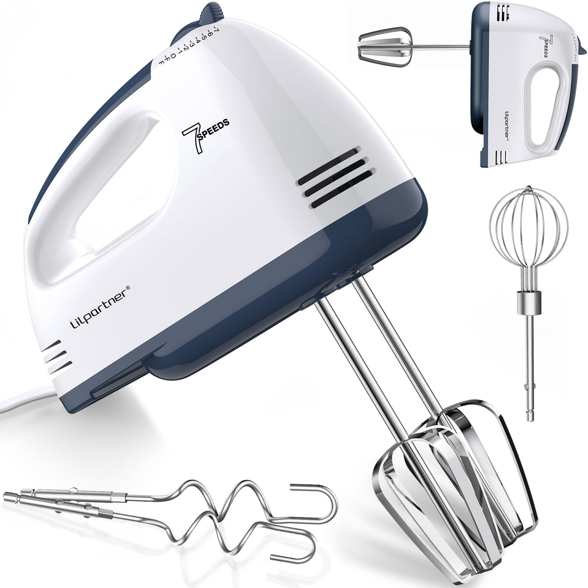 LILPARTNER hand mixer with seven-speed dial for precise blending