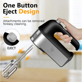 Five stainless steel attachments included for versatile baking tasks