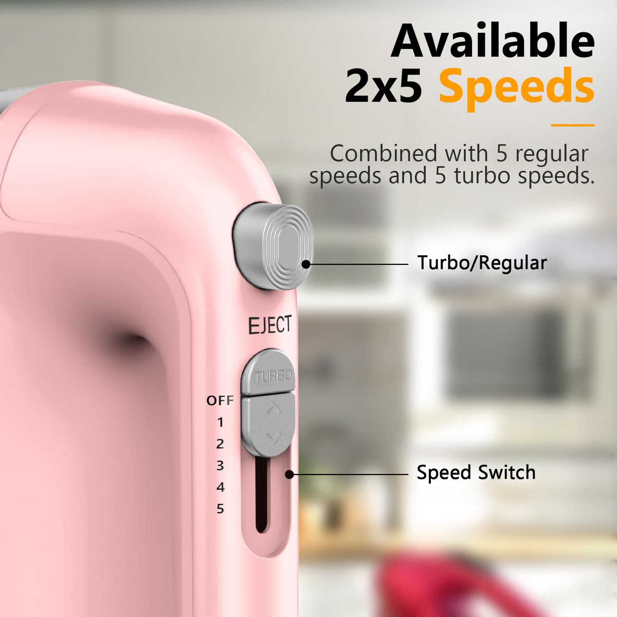 LILPARTNER Hand Mixer turbo boost button delivers a quick mixing boost
