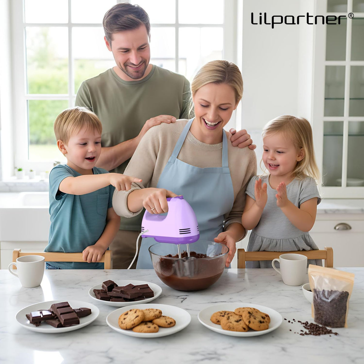 LILPARTNER vertical stand demonstrates convenient counter storage
