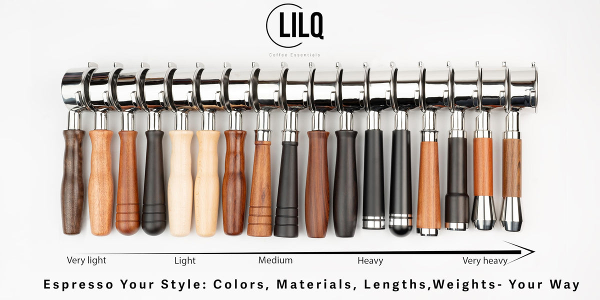 LILQ portafilter with wood handle provides ergonomic grip for steady shots.