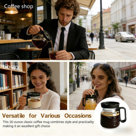 LILVEYUme glass mug shows vibrant drink colors through transparent walls for a café vibe.