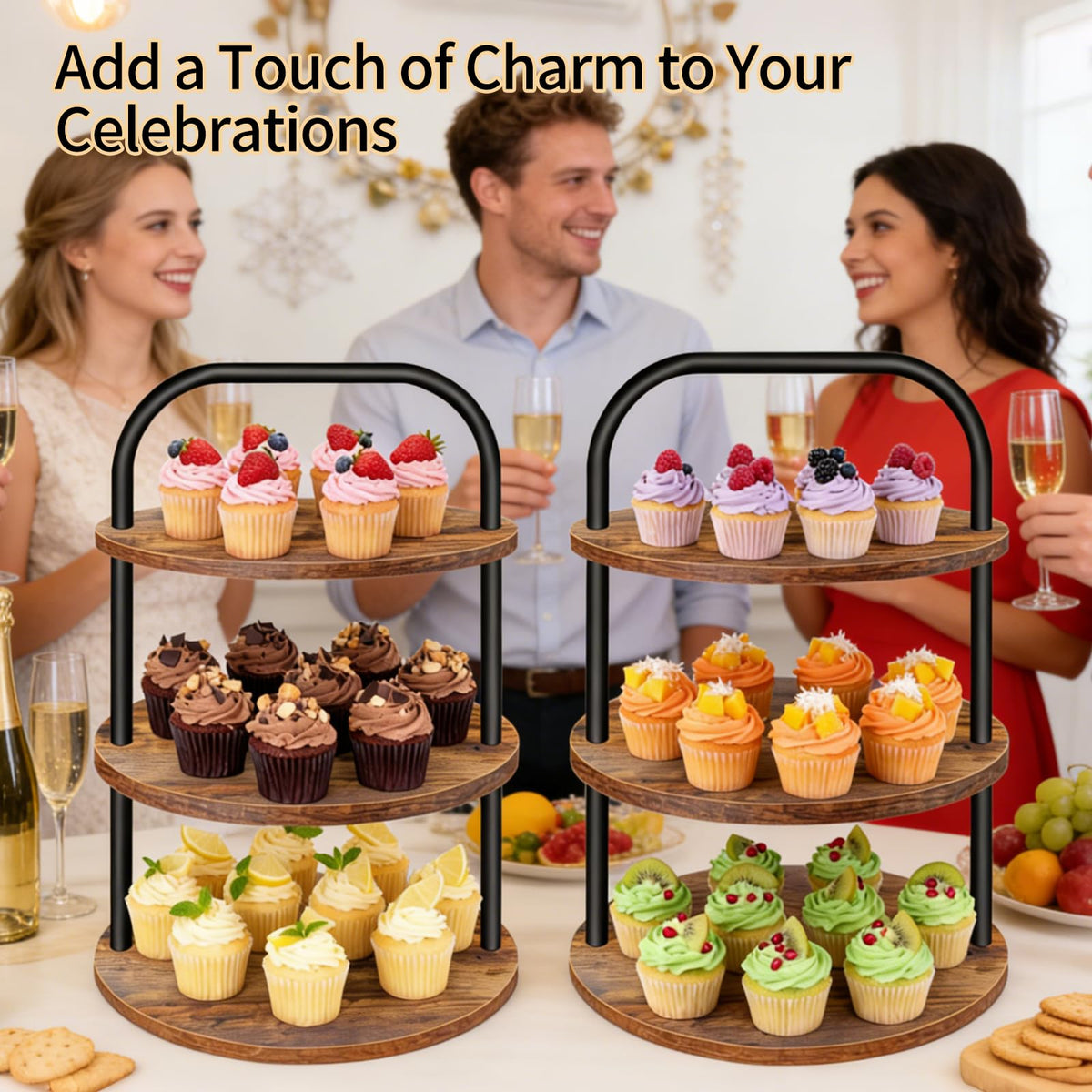 Lilybud rustic dessert table stand with three levels for party displays