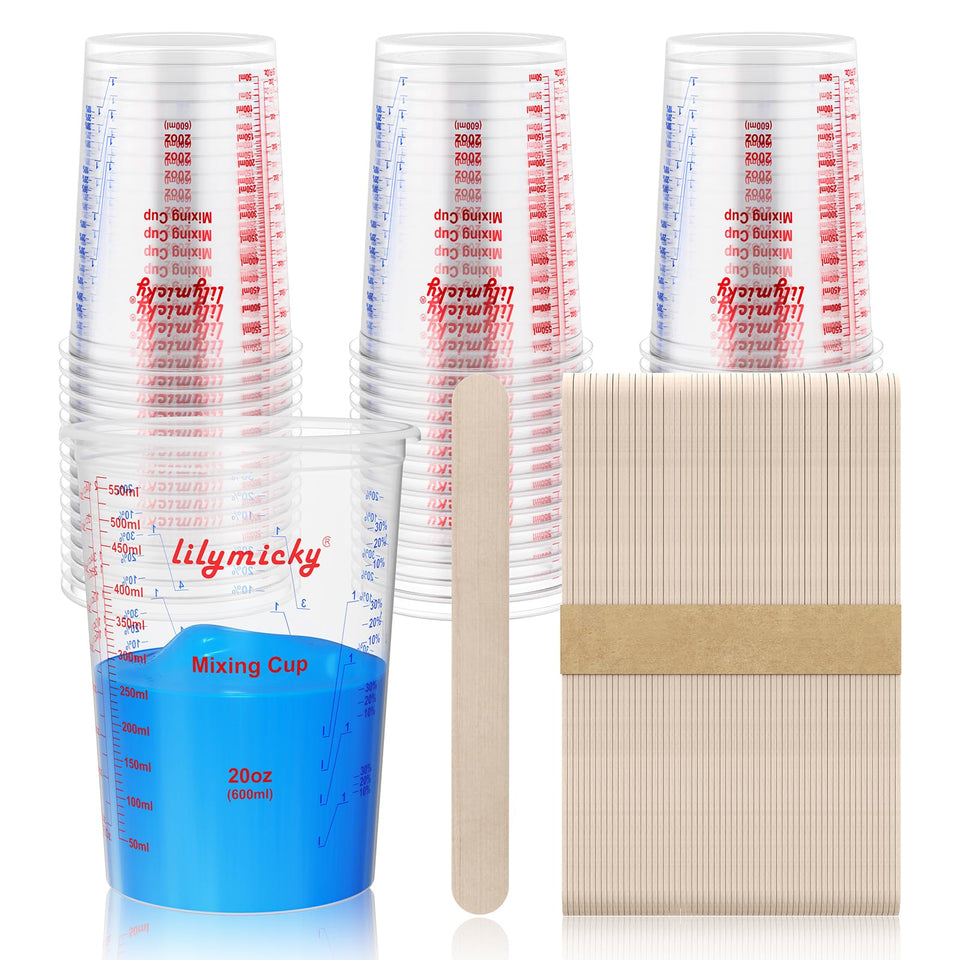 Lilymicky 50-pack mixing cups with 20 oz capacity for epoxy and paint projects