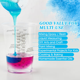 Lilymicky clear cups with OZ/ML/CC marks offer quick reference for accurate dosing.